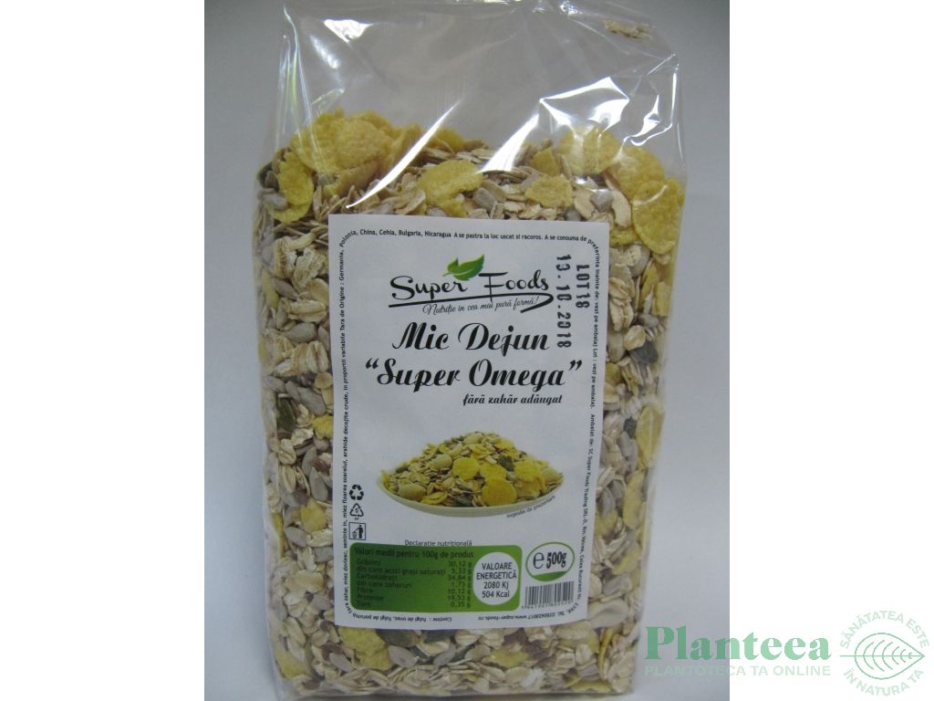 Musli mic dejun super omega fara zahar 500g - SUPERFOODS