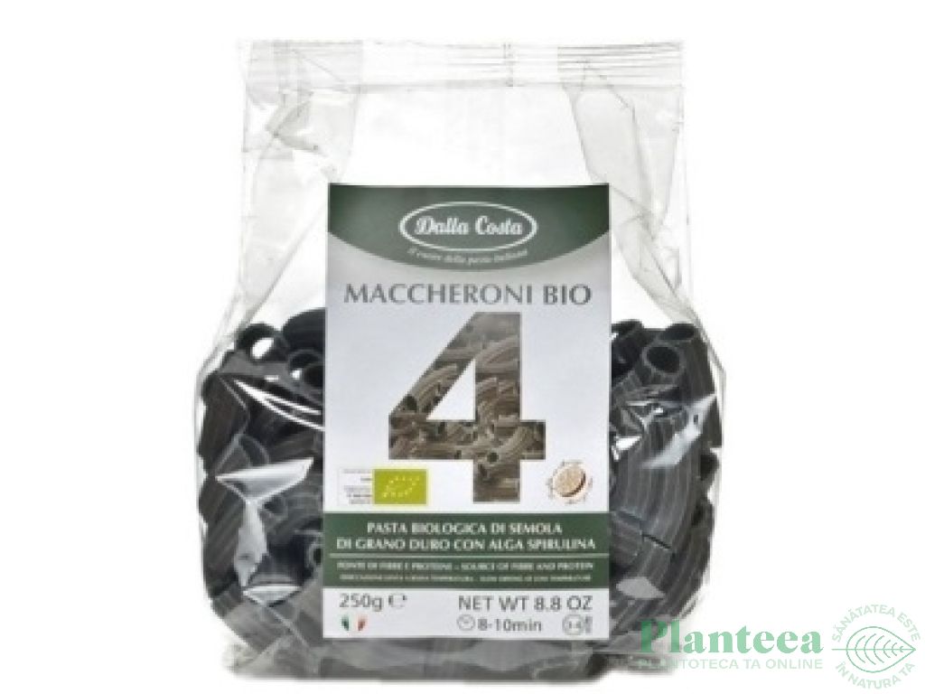 Paste macaroane grau spirulina eco 250g - DALLA COSTA