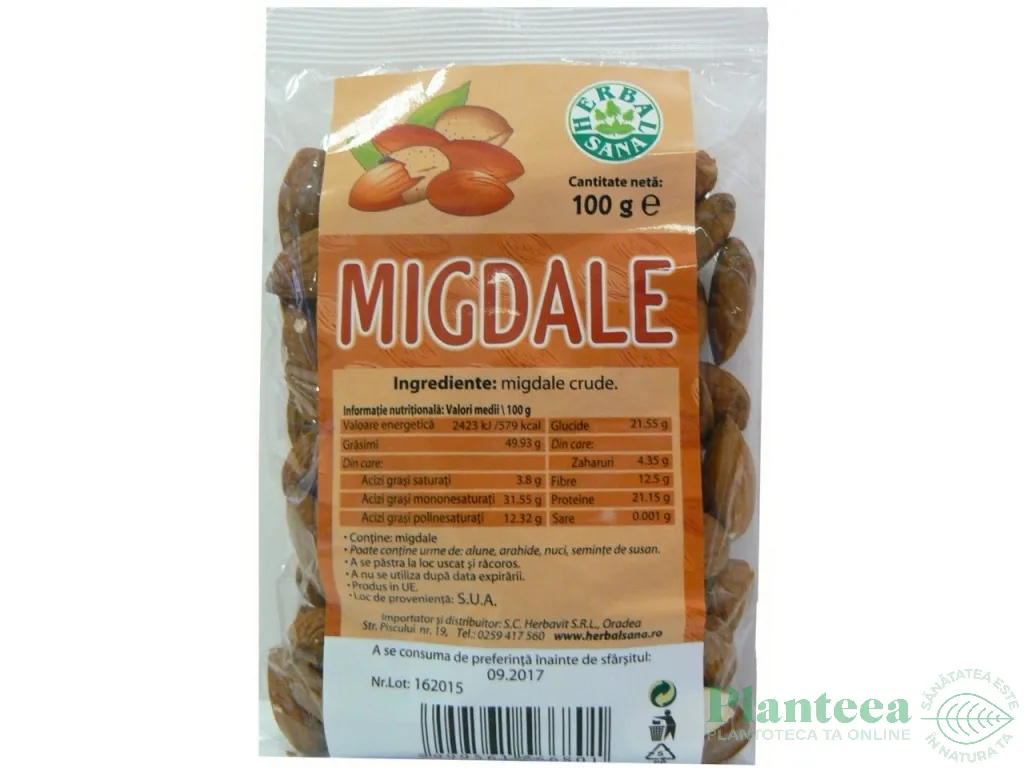 Migdale crude necojite 100g - HERBAL SANA