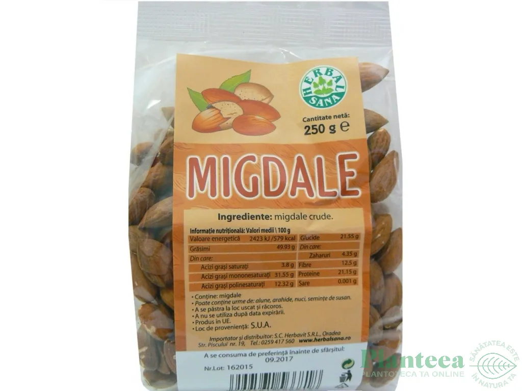 Migdale crude necojite 250g - HERBAL SANA