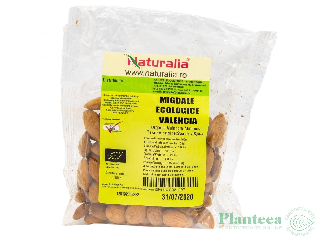 Migdale crude intregi eco 150g - NATURALIA