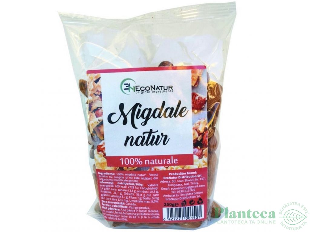 Migdale crude intregi 250g - ECONATUR