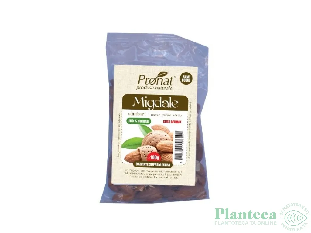Migdale intregi prajite usor sarate eco 100g - PRONAT