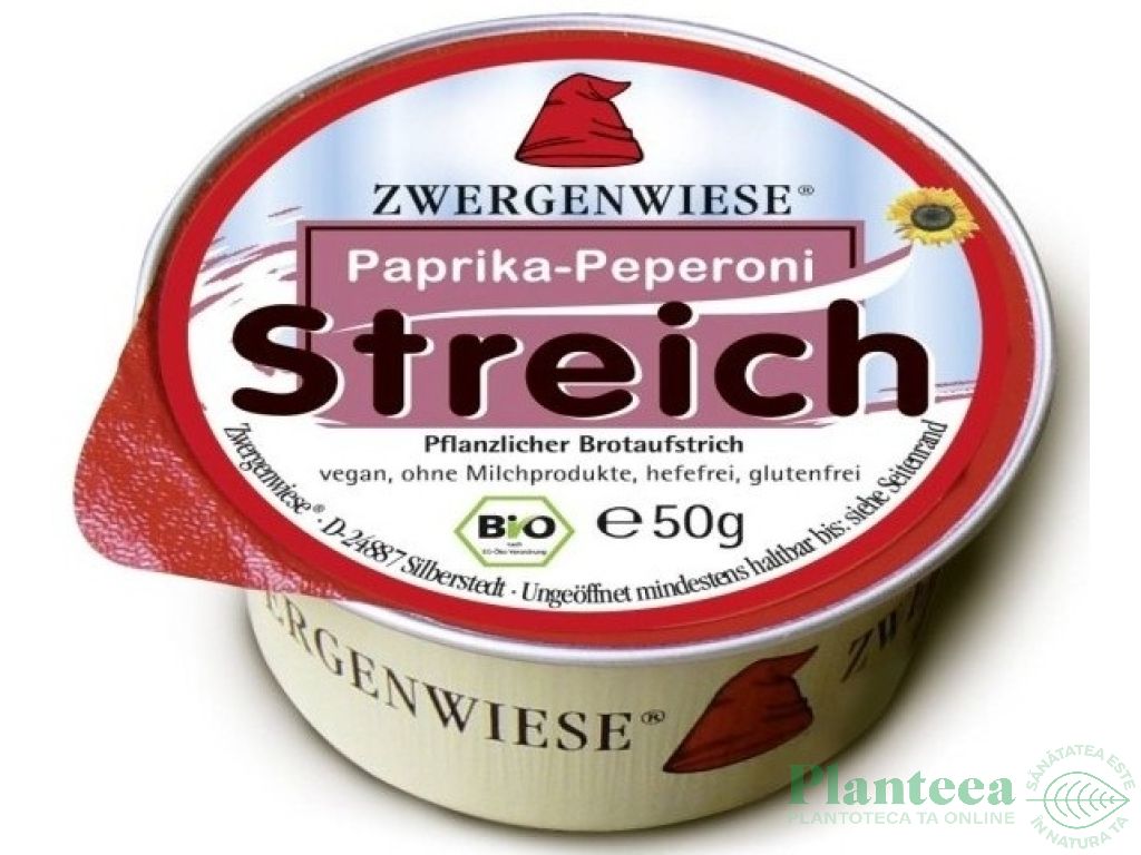 Pate vegetal fl soarelui ardei gras/iute 50g - ZWERGENWIESE