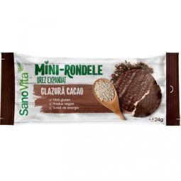 Minirondele expandate orez glazura cacao 24g - SANOVITA