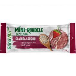 Minirondele expandate orez glazura capsuni 24g - SANOVITA