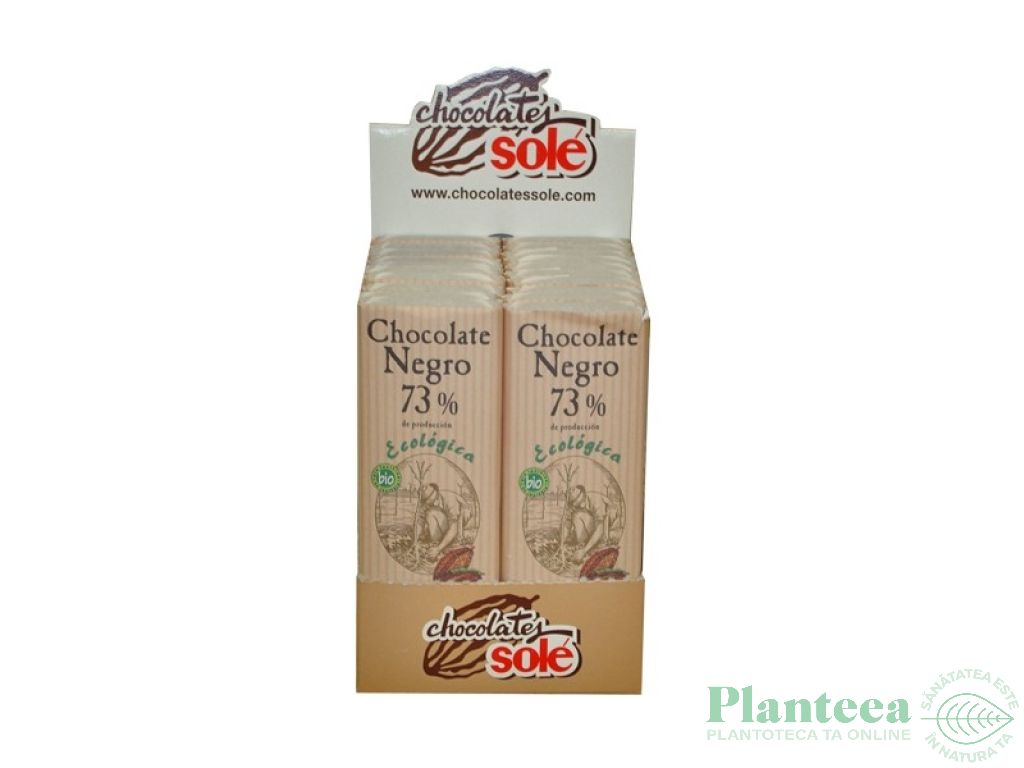 Mini ciocolata neagra 73%cacao eco 25g - SOLE