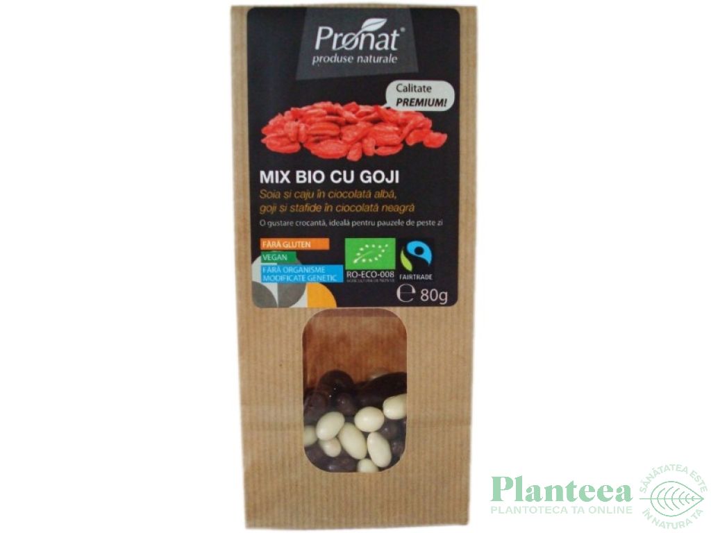 Boabe fructe soia caju invelite mix ciocolata eco 80g - PRONAT