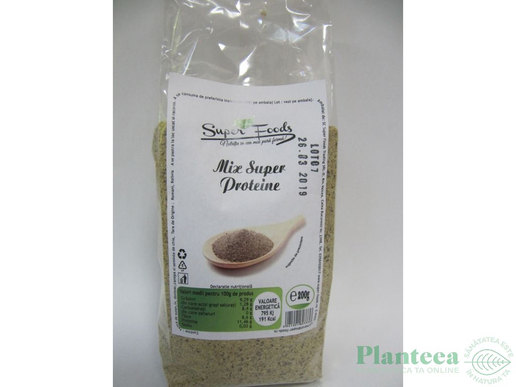 Pulbere mix seminte super proteine 200g - SUPERFOODS