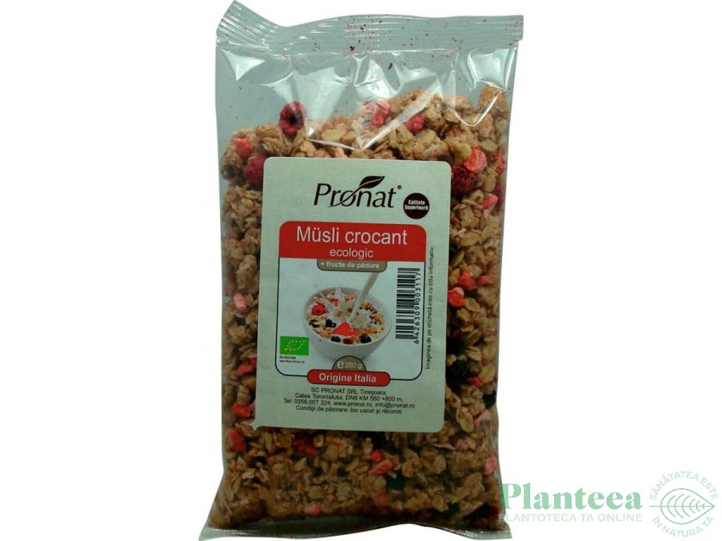 Musli crocant fructe padure eco 250g - PRONAT