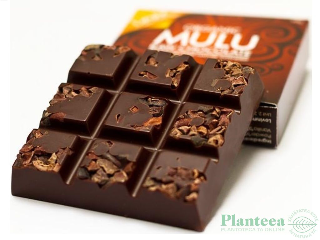 Ciocolata neagra 67% cacao nibs raw eco 74g - MULU