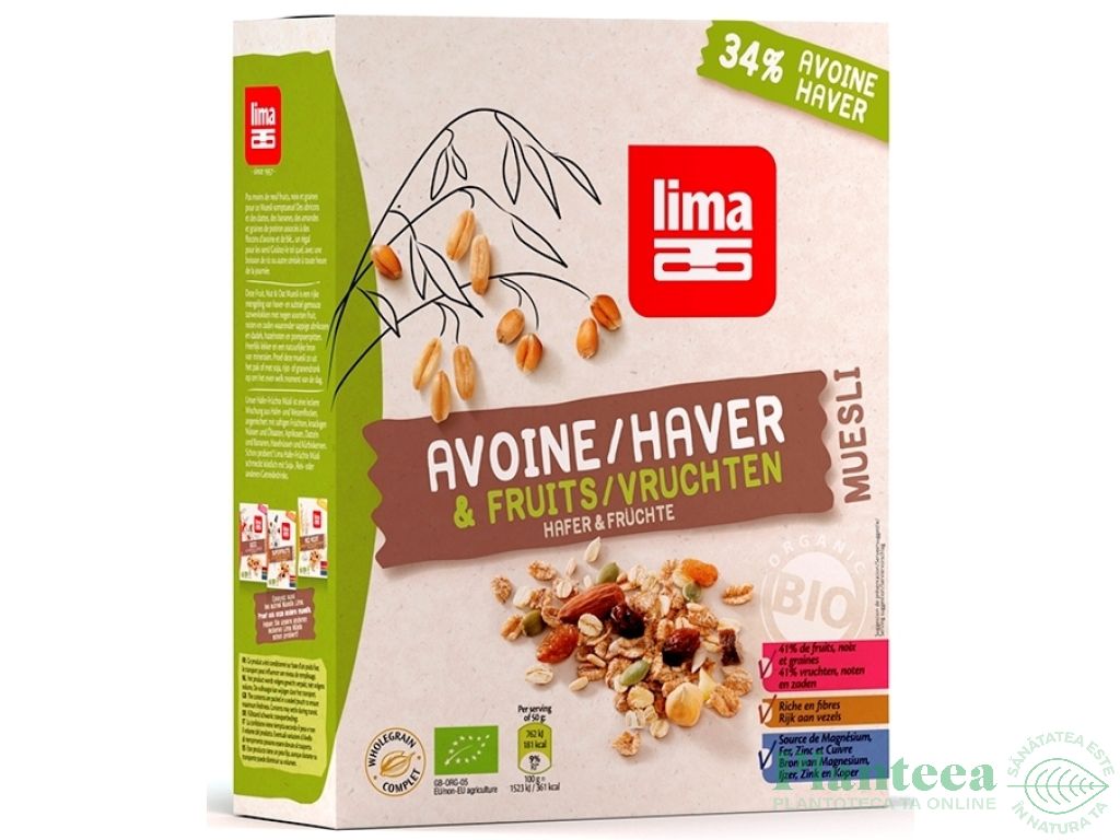 Musli ovaz fructe bio 500g - LIMA