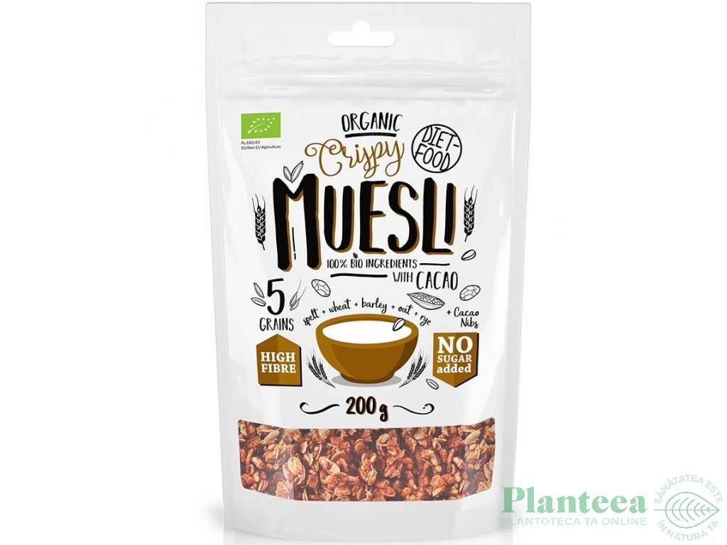 Musli crocant cacao nibs bio 200g - DIET FOOD