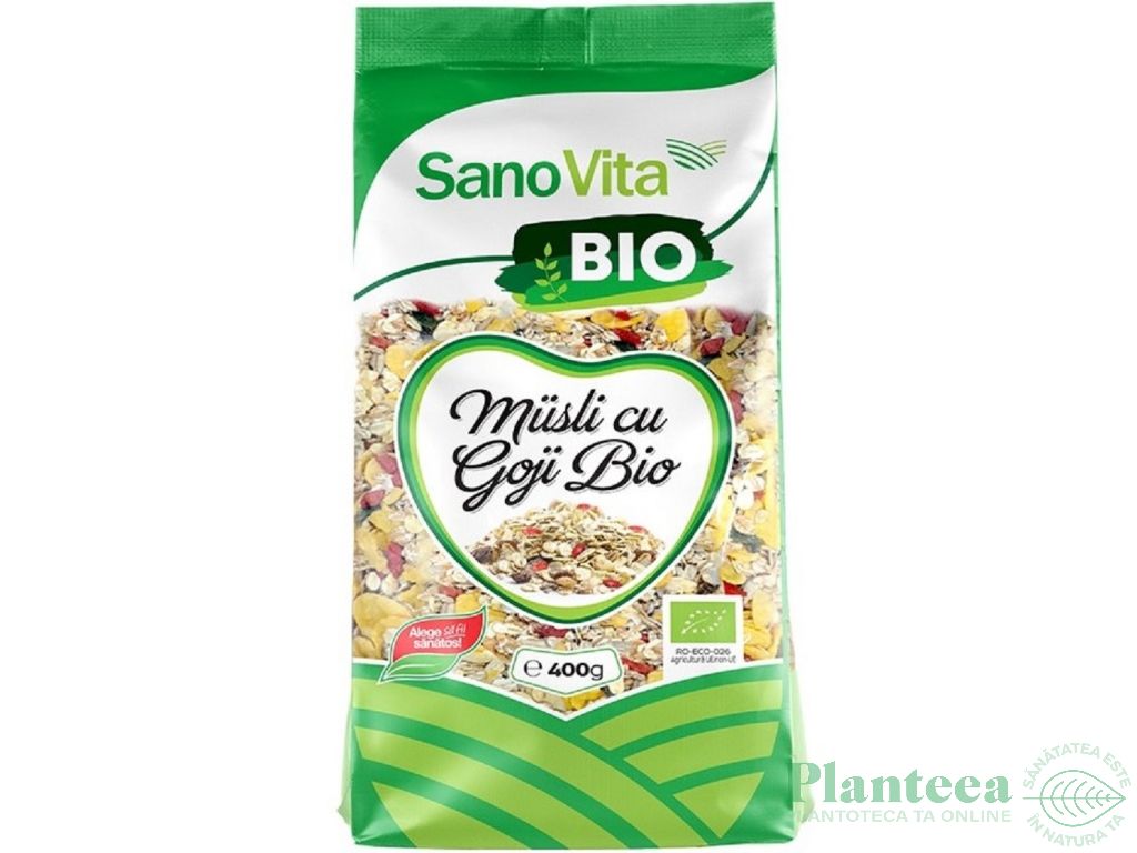 Musli cu goji fara zahar bio 400g - SANOVITA