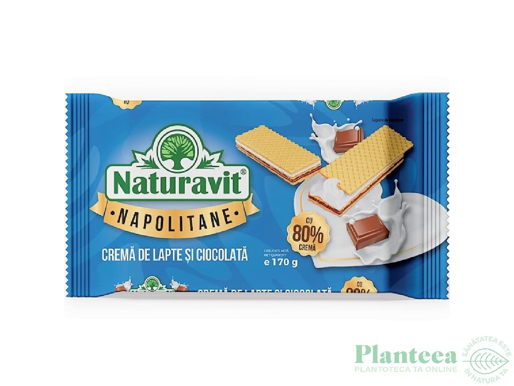 Napolitane crema lapte ciocolata 170g - NATURAVIT