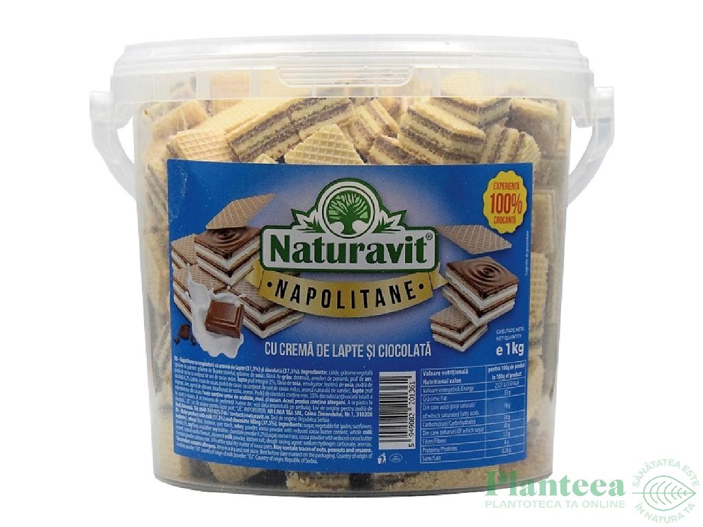 Napolitane crema lapte ciocolata 1kg - NATURAVIT