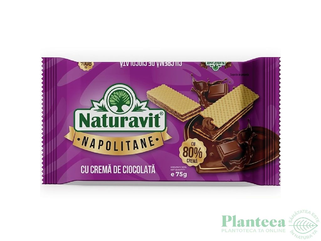 Napolitane crema ciocolata 75g - NATURAVIT