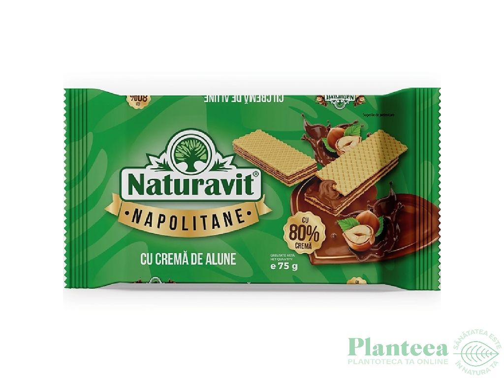 Napolitane crema alune cacao 75g - NATURAVIT