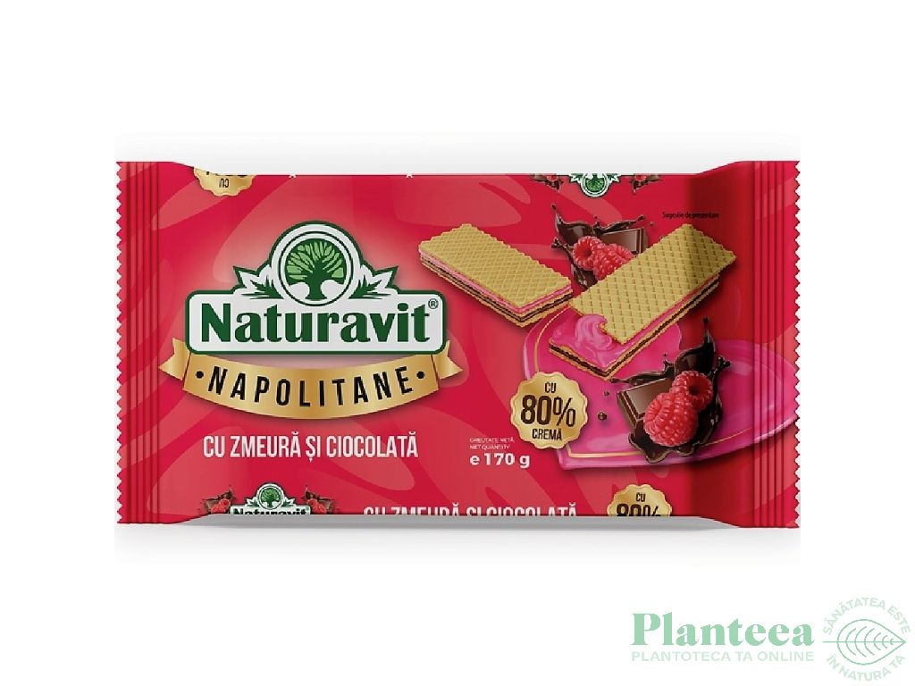 Napolitane crema zmeura ciocolata 170g - NATURAVIT