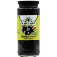 Masline negre fara samburi in saramura 340g/366ml - NATURAVIT