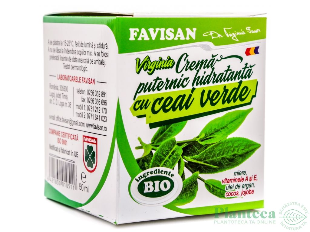 Crema puternic hidratanta ceai verde A E miere 15plante 50ml - FAVISAN