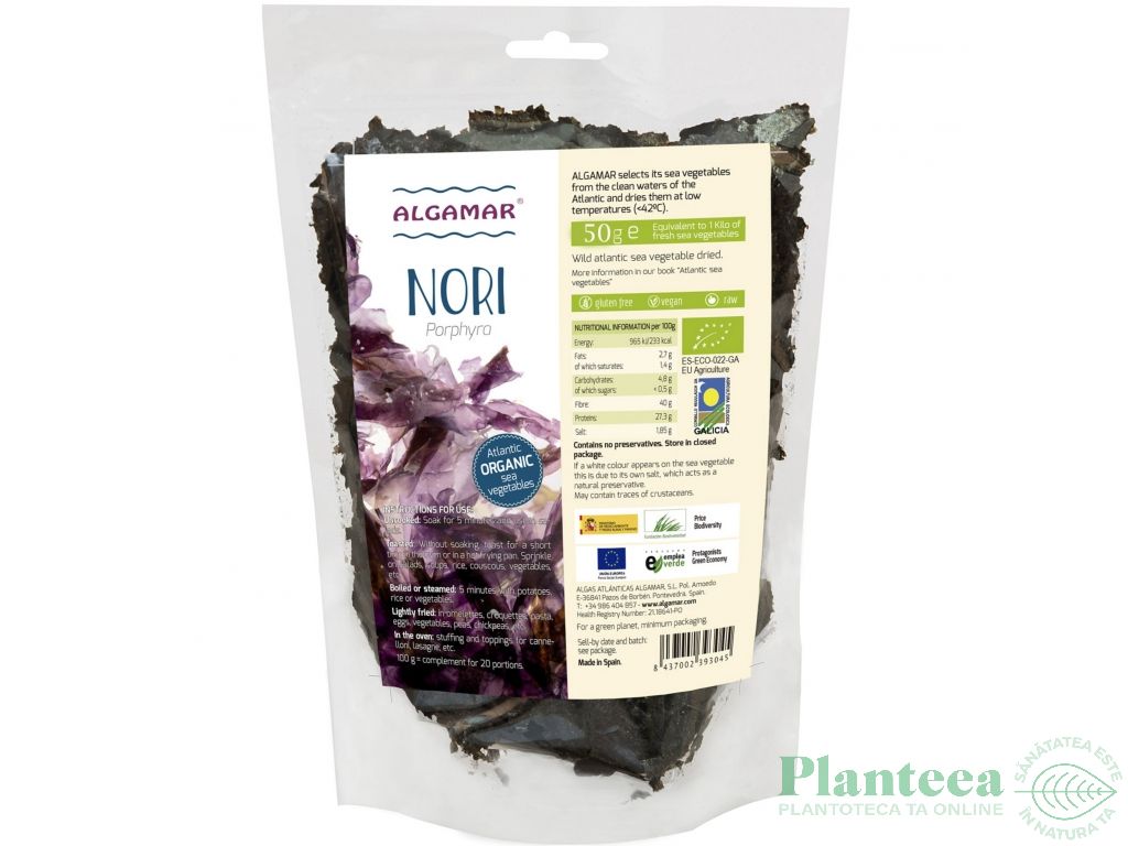 Alge nori uscate bio 50g - ALGAMAR