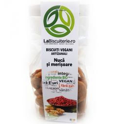 Biscuiti vegani nuca merisoare fara zahar 140g - BISCUITERIE