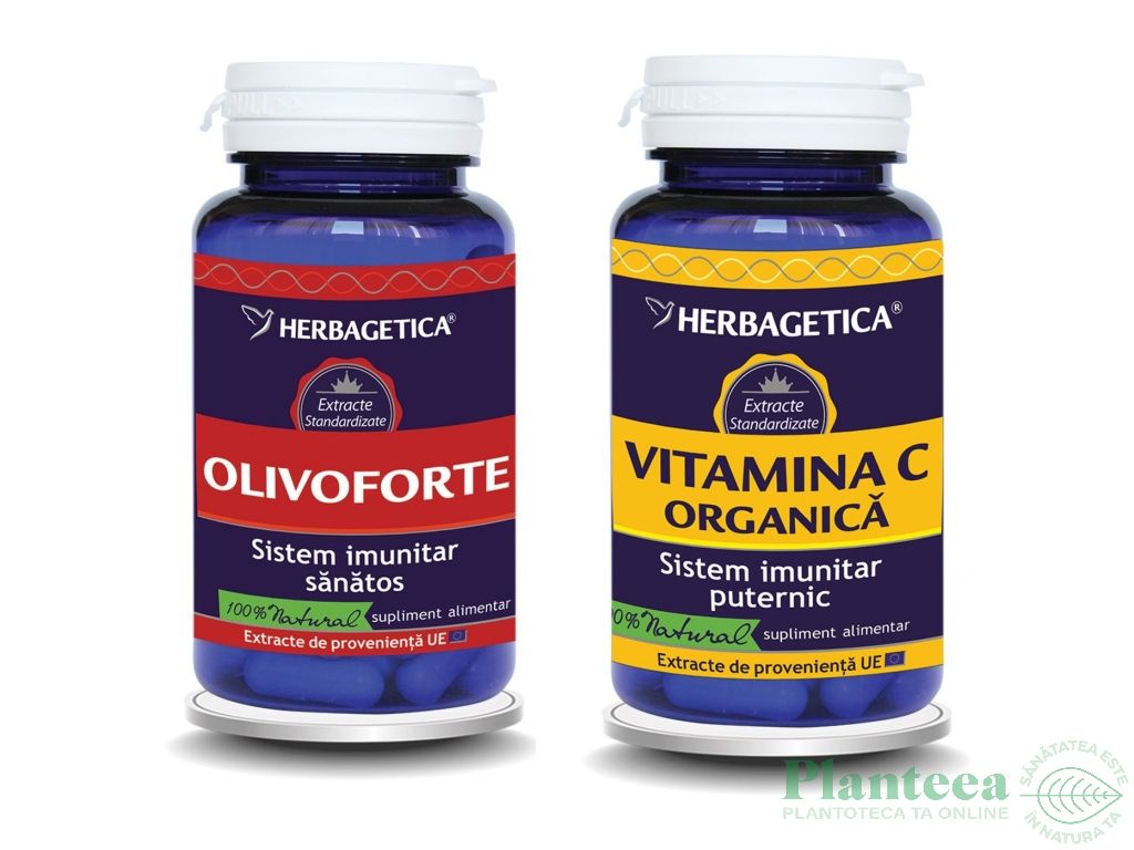 Pachet Olivo forte+Vitamina C 60+30cps - HERBAGETICA