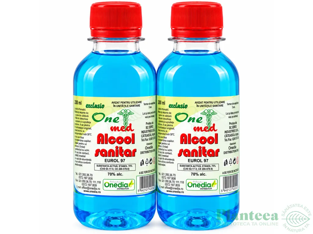 Set 2x Alcool sanitar 70% 200ml - ONE MED