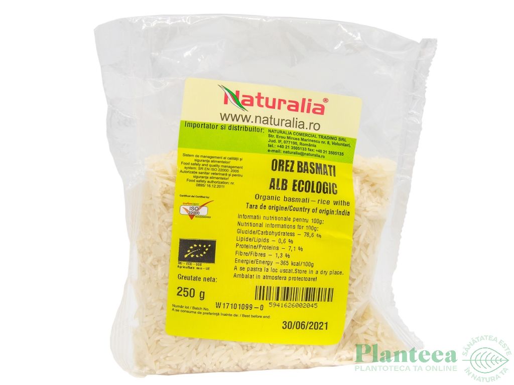 Orez basmati alb eco 250g - NATURALIA