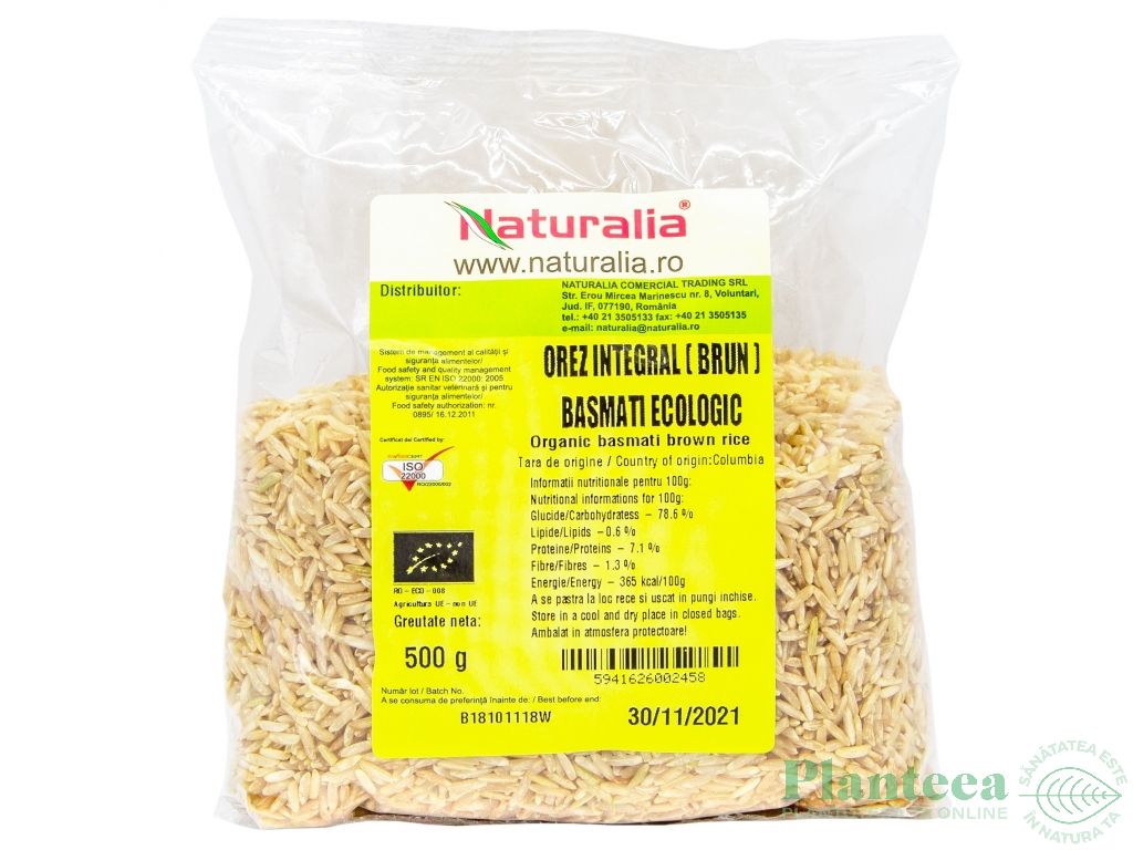 Orez basmati integral eco 500g - NATURALIA