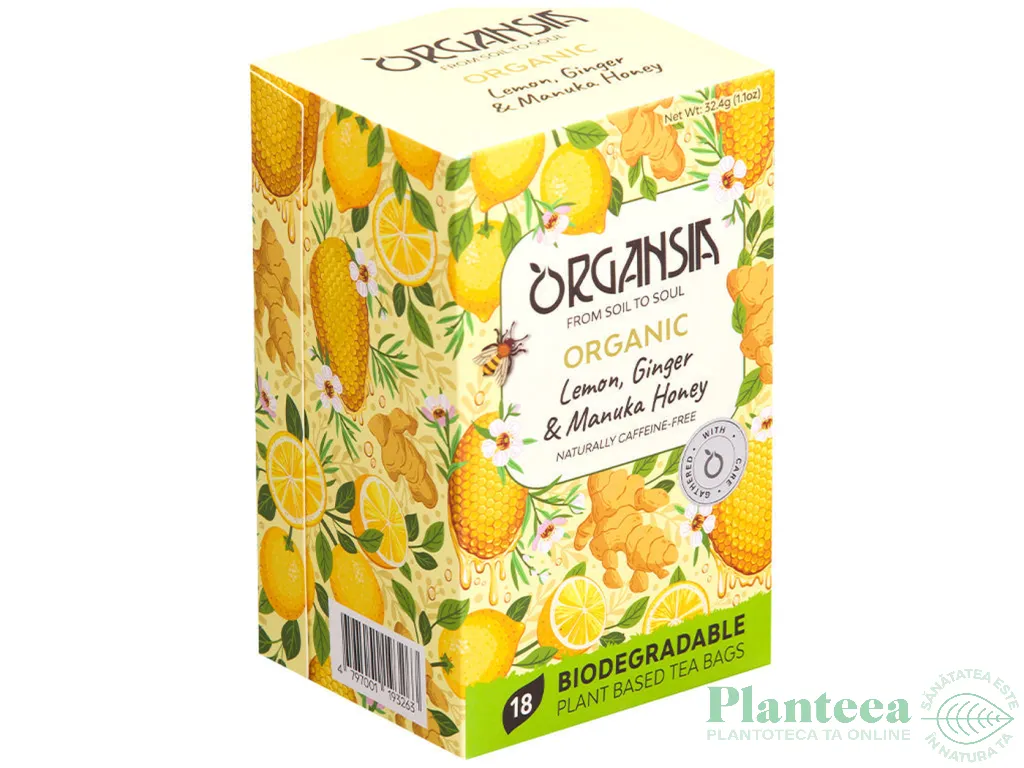 Ceai lamaie ghimbir miere manuka organic 18dz - ORGANSIA
