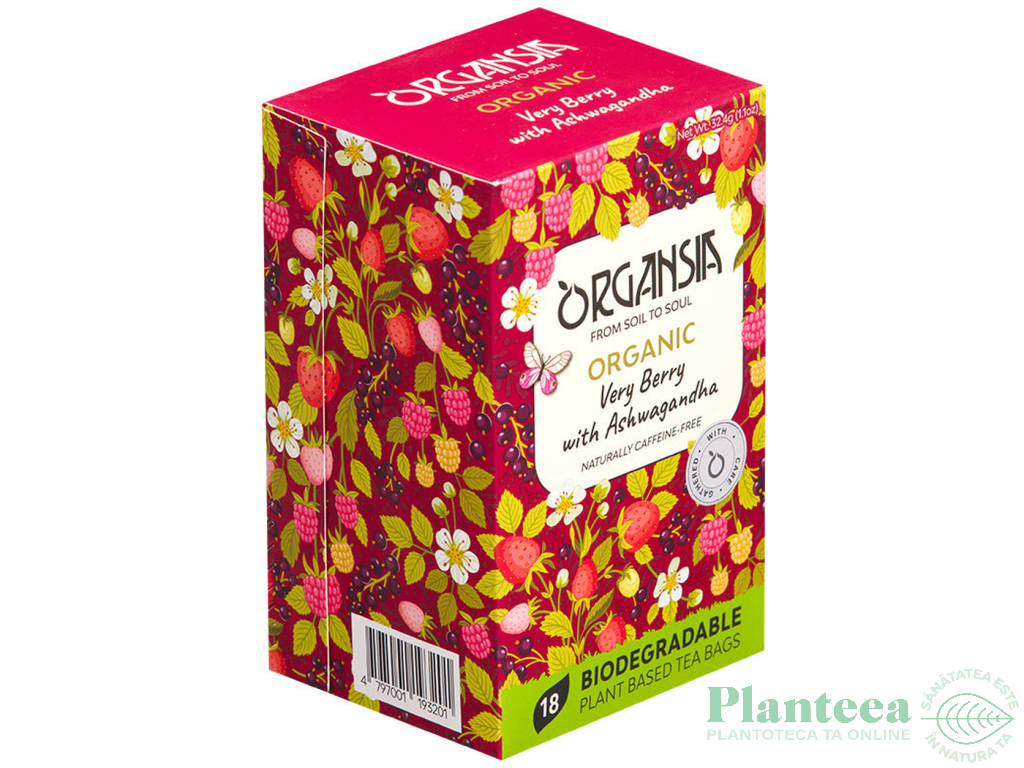 Ceai zmeura ashwagandha organic 18dz - ORGANSIA