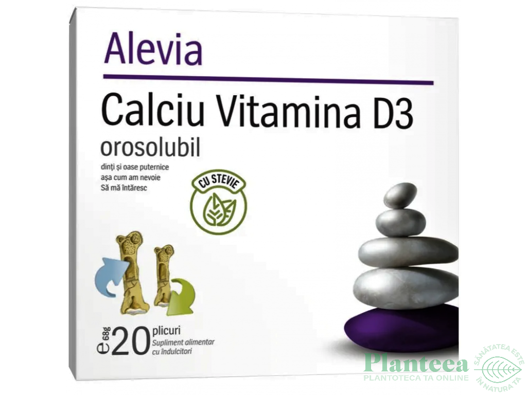 Calciu 600mg D3 stevie orosolubil 1pl - ALEVIA