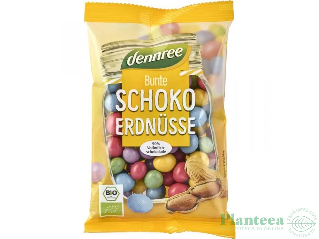 Bomboane colorate arahide ciocolata lapte eco 100g - DENNREE