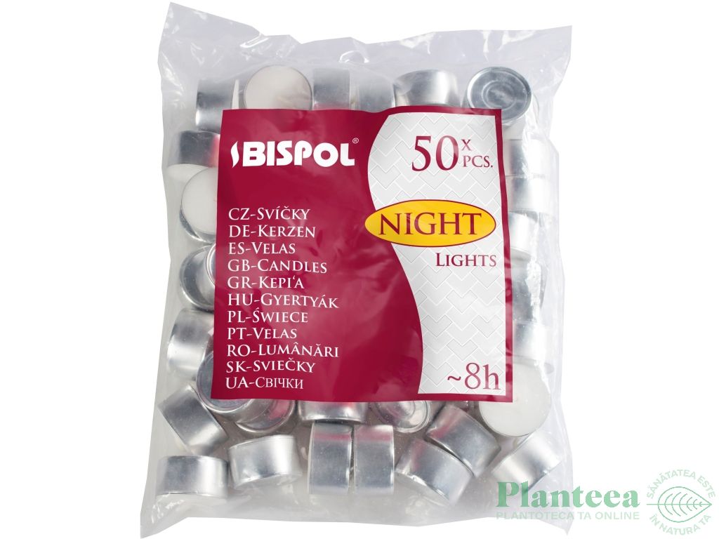 Lumanari pastila neparfumate 8h night lights punga 50b - BISPOL