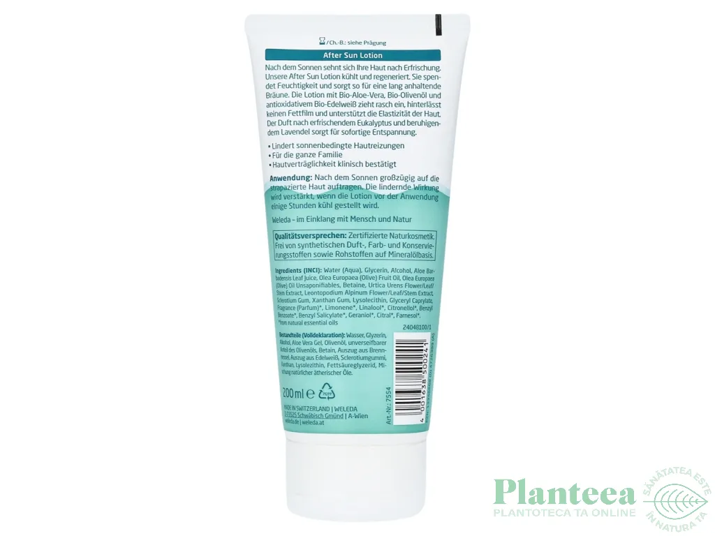 Lotiune dupa plaja aloe vera 200ml - WELEDA
