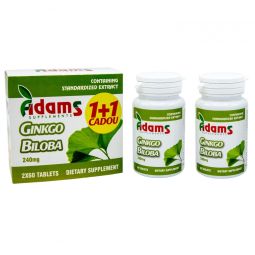 Pachet Ginkgo biloba 240mg 2x60cp - ADAMS SUPPLEMENTS