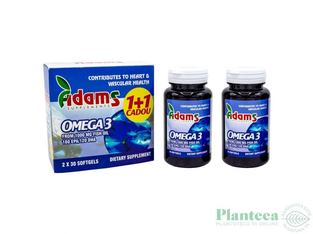 Pachet Omega3 1000mg ulei peste vit E 2x30cps - ADAMS