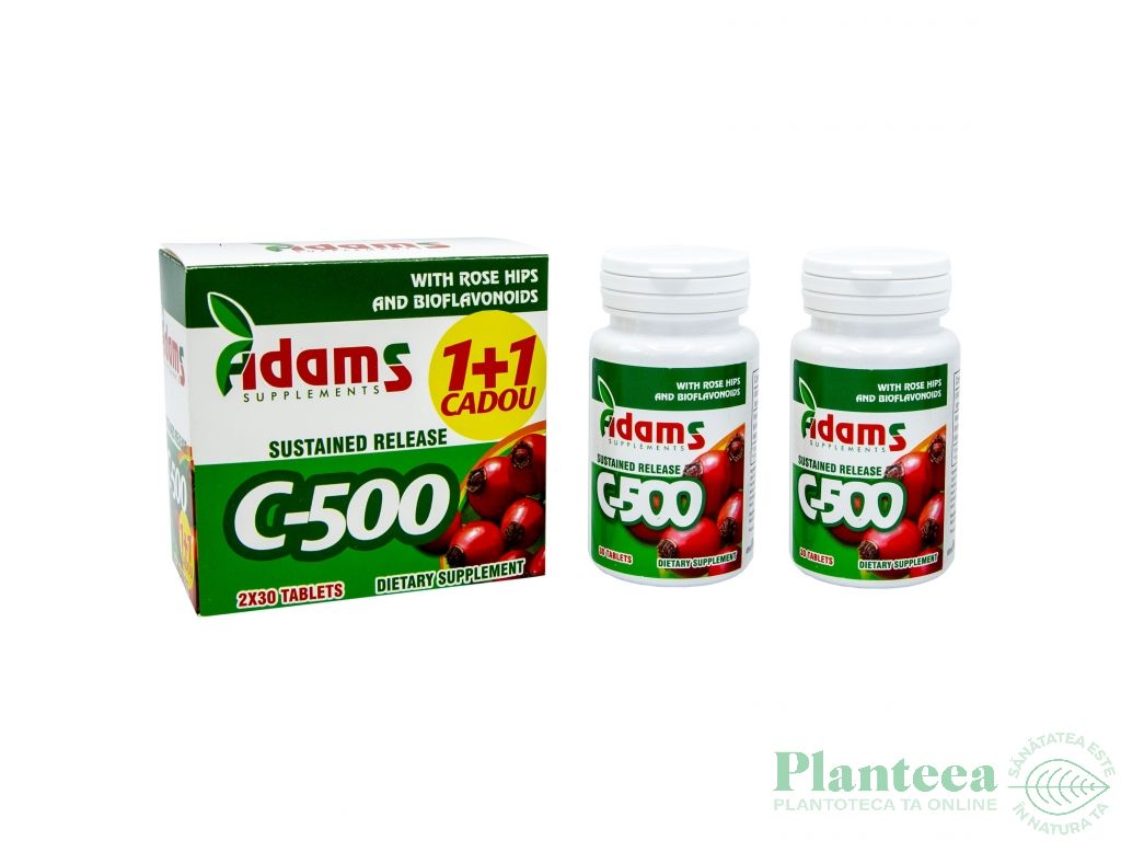 Pachet Vitamina C 500mg macese bioflavonoide 2x30cp - ADAMS SUPPLEMENTS