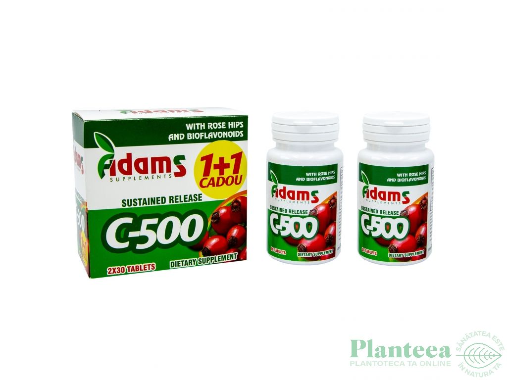 Pachet Vitamina C 500mg macese 2x30cp - ADAMS