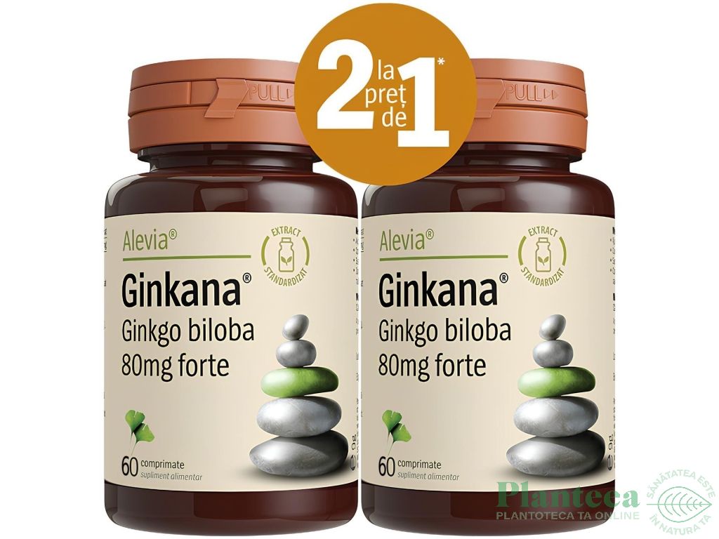 Pachet Ginkgo biloba 80mg Ginkana forte 2x60cp - ALEVIA