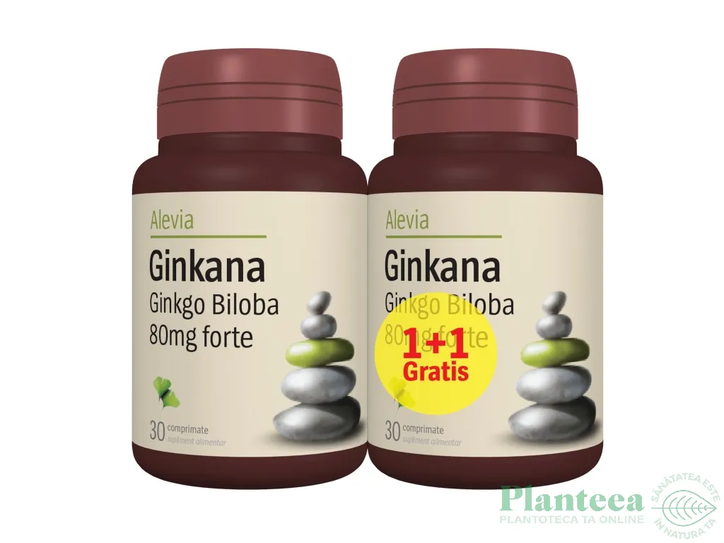 Pachet Ginkgo biloba 80mg Ginkana forte 2x60cp - ALEVIA