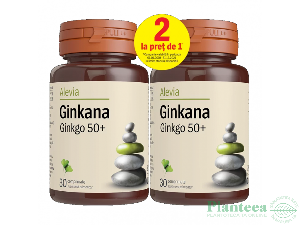 Pachet Ginkgo 50+ Ginkana 2x30cp - ALEVIA