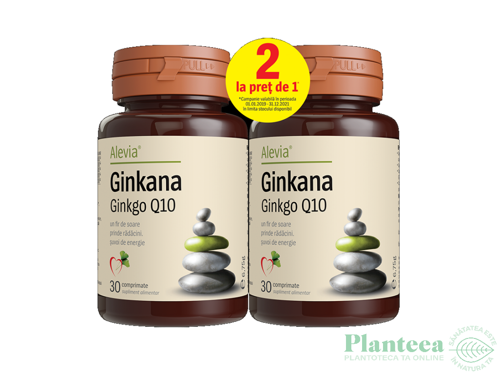 Pachet Ginkgo Q10 Ginkana 2x30cp - ALEVIA