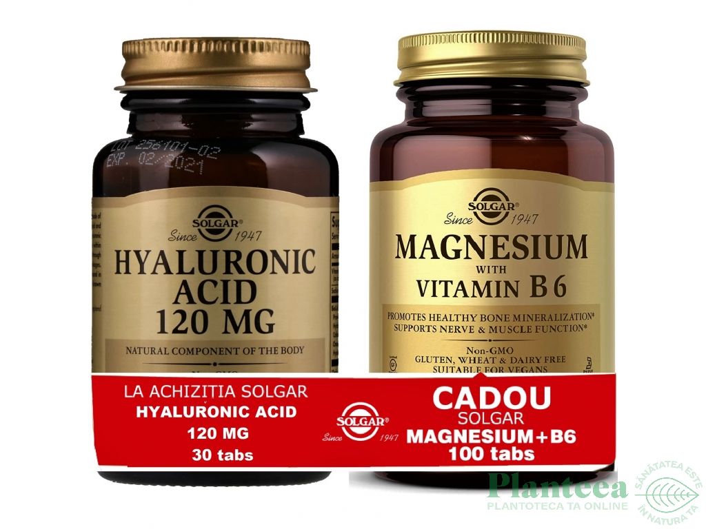 Pachet Acid hialuronic 30cp+Magneziu B6 100cp - SOLGAR