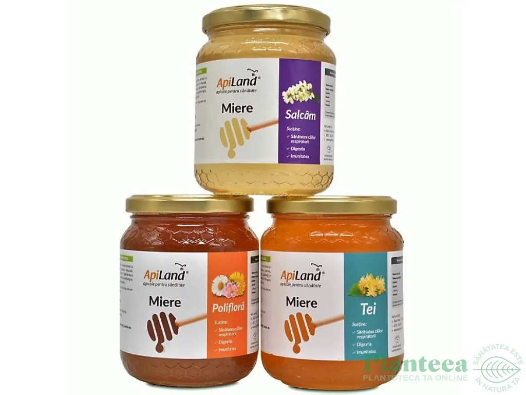 Pachet Miere cruda [tei poliflora salcam] conventional 3x500g - APILAND