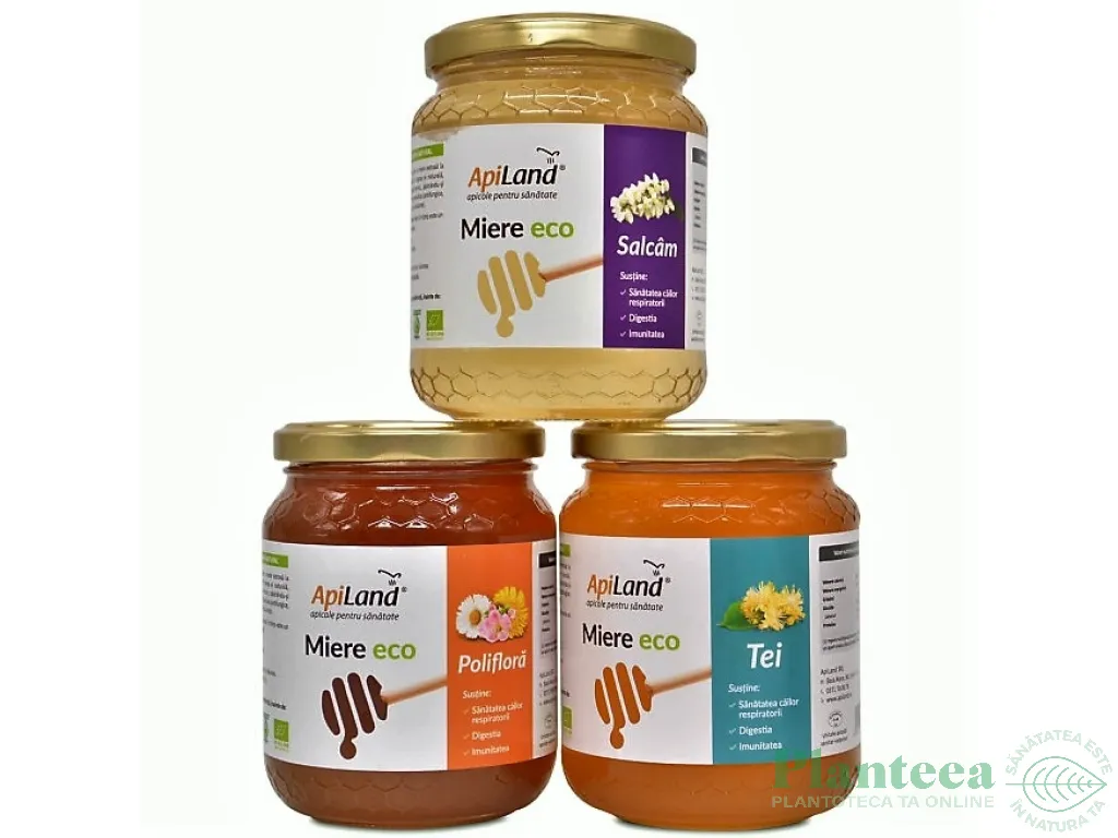 Pachet Miere cruda [tei poliflora salcam] eco 3x500g - APILAND