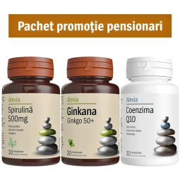 Pachet Pensionari [Spirulina 500mg+Ginkana 50+Q10 10mg} 3b - ALEVIA