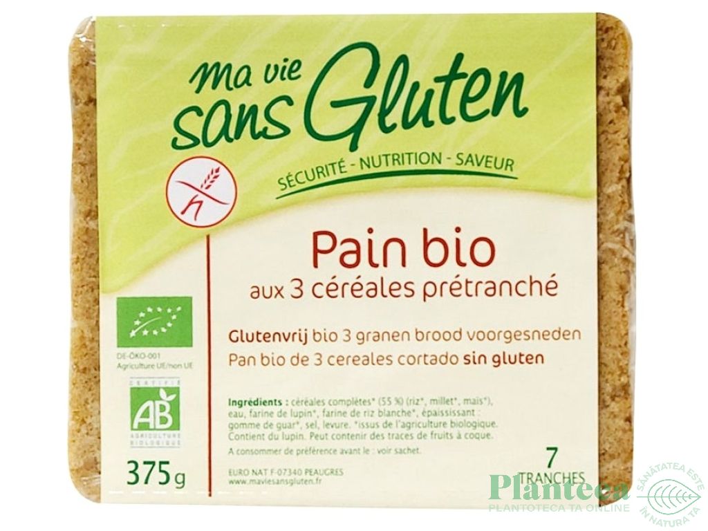 Paine 3cereale fara gluten feliata eco 375g - MA VIE SANS GLUTEN